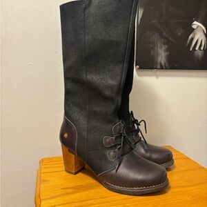 The Art Company Suede and Leather Lace up Heeled Boots